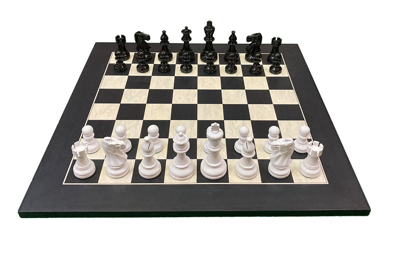 Lacquered Staunton Black & White Chess Set (Board & Pieces)