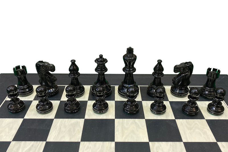 Lacquered Staunton Black & White Chess Pieces 3.75" King