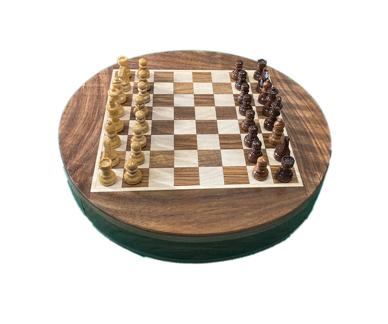 Round Push-Draw Magnetic Chess Set