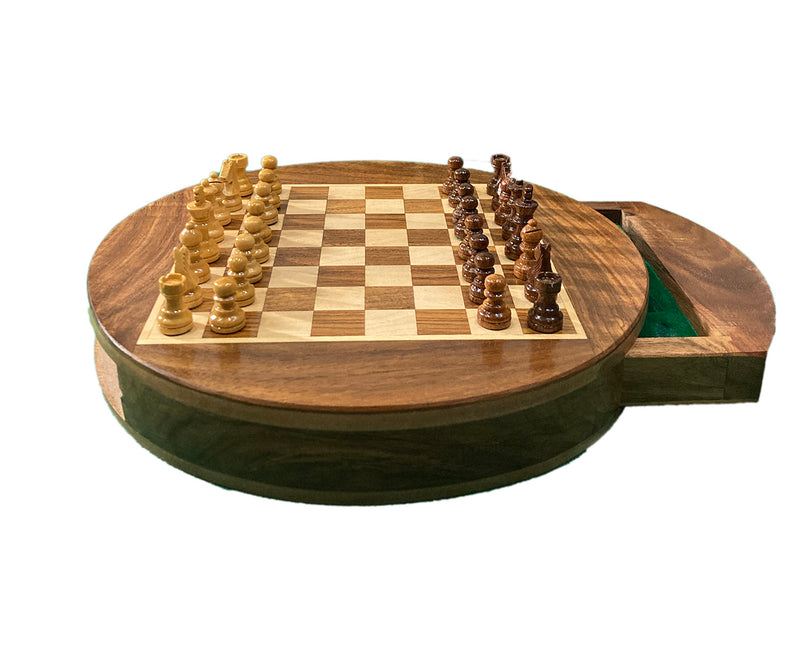 Round Push-Draw Magnetic Chess Set