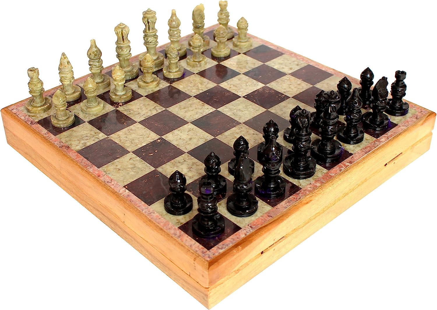 Stone Chess Set with Wooden Board Box (12 x 12