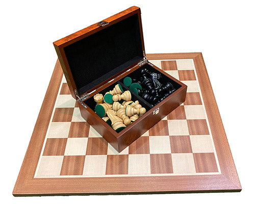 Classic Staunton 3.75" King Antiqued Chess Set (Board & Pieces)