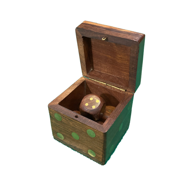 Wooden Dice Box with Dice