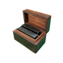Wooden Standing Double Card Box withBrass Playing Card Design